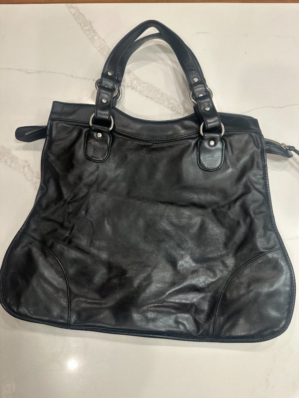 Club Monaco Black Leather Shoulder Bag